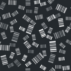 Grey Barcode icon isolated seamless pattern on black background. Vector Illustration
