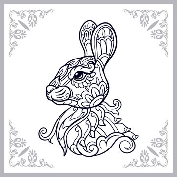 Easter rabbit head mandala arts isolated on white background
