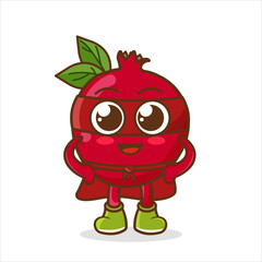 Cartoon illustration of pomegranate superhero fruit, pomegranate heroes vector. cartoon character
