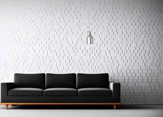 modern interior with black sofa,white wall