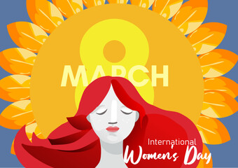 International Women's Day - banner. modernist illustration of a woman's head - vector illustration