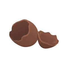 Broken chocolate egg on white background