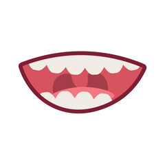 Smiling mouth with teeth on white background