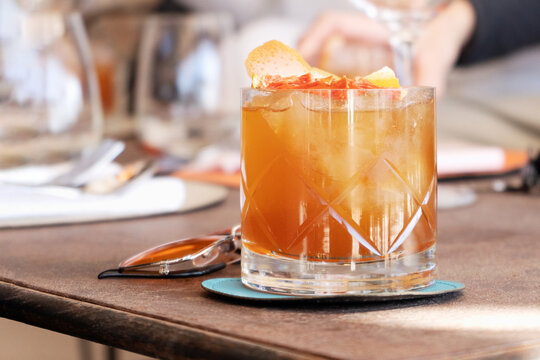 Citrus Cocktail On A Metal Table