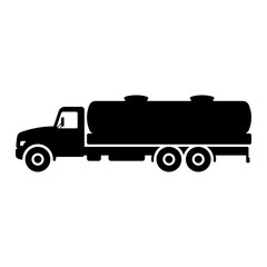 Tank truck icon. Black silhouette. Side view. Vector simple flat graphic illustration. Isolated object on a white background. Isolate.