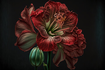 red lily flower, dark background Generative AI, Generativ, KI