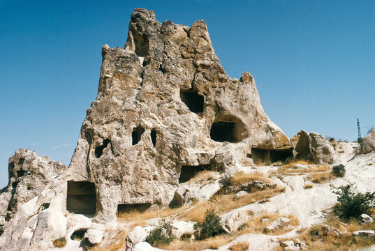 Cave Dwellings In Rock Formations In Cappadocia Turkey
