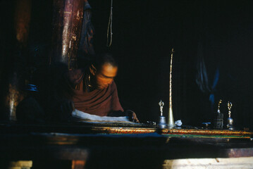 Buddhist Monk Reading Sutra