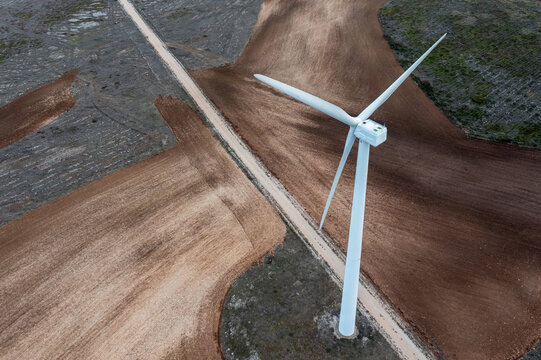 aerial shot of wind generator