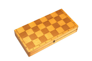 Chess wooden board without pieces isolate