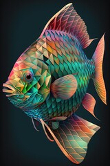Kaleidoscope Tesselated Parrotfish Isolated. Generative AI.