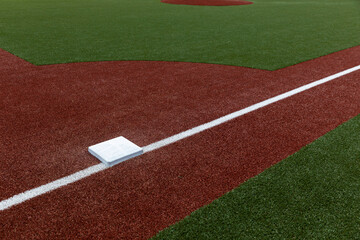 Third base  at Baseball field with nobody