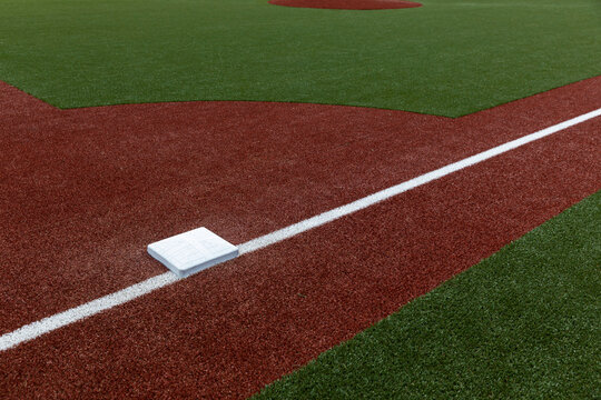 Third base  at Baseball field with nobody