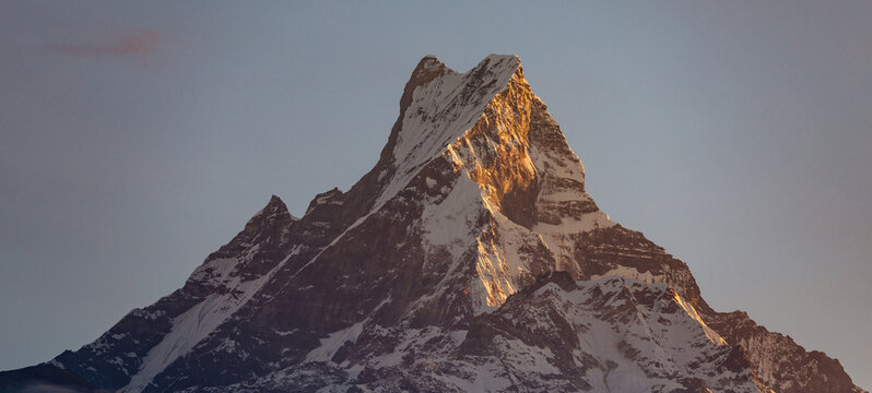 Mount Fishtail or Macchapuchhre shot in an early morning sunrise.