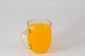 glass of orange juice isolated on a white background