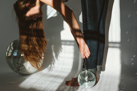 Girl with disco-balls