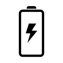 Battery icon with lightning bolt sign. Battery charging icon with lightning bolt symbol.