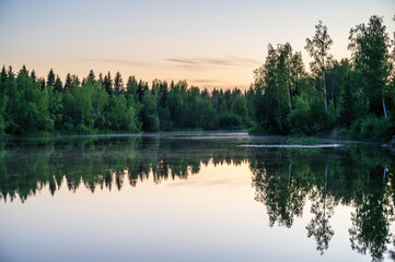 Fototapeta na wymiar Summer night by the lake. Österbotten/Pohjanmaa, Finland
