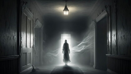 fictional silhouette of a ghost in a hallway