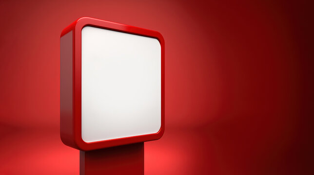 red caution warning signboard or sale discount attention sign panel as wide mockup banner with copy space area