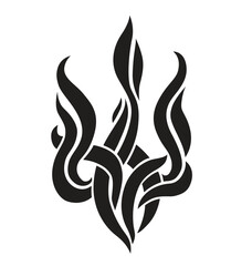 Ukrainian symbol trident like flames vector drawing tattoo - obrazy, fototapety, plakaty