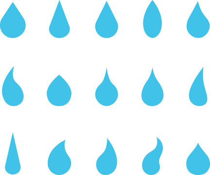 A vector collection of water droplet shapes