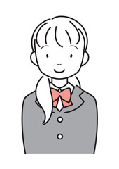 制服を着た笑顔の女子生徒　上半身