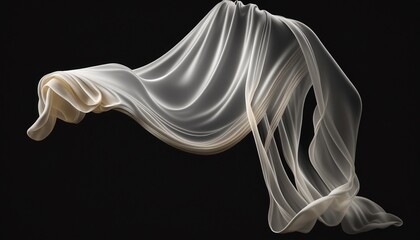 a piece of luxury silk fabric is flying, isolated, simple design, graceful background.