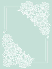 Template frame  design for invitation lace card. Vector lace flowers.
