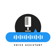 Concept of voice recognition. Voice message speech bubble. Sound wave with imitation of voice, sound and microphone icon