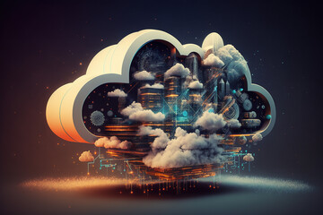 Obraz na płótnie Canvas Cloud computing. Generative AI.