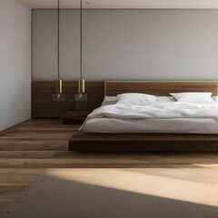 Minimalist bedroom with a minimalist platform bed3, Generative AI