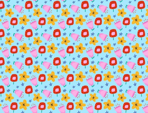 Beautiful Flowers Spring Summer Illustration, background pattern