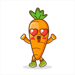 Carrot in love, illustration, vector on white background.