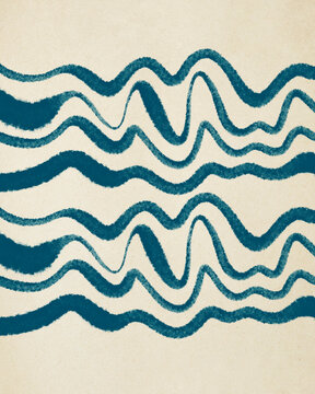 Abstract Wavy Line Pattern In Blue
