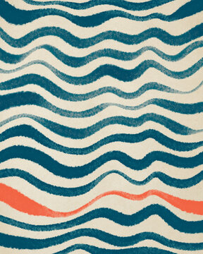 Minimal Wavy Line Drawing In Blue And Orange