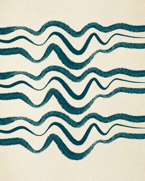Minimal Wavy Line Drawing In Blue