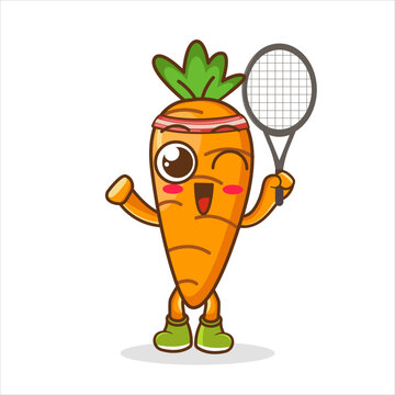 recommend clip art: carrot playing badminton illustration. character vector