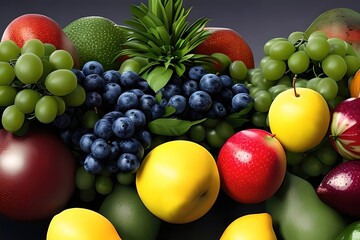 Sortido de várias frutas frescas, plano detalhe