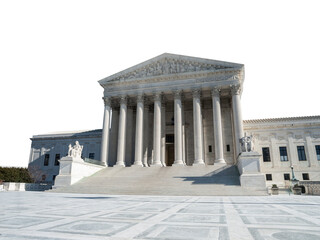 United States Supreme Court Building in Washington DC with cut out sky.