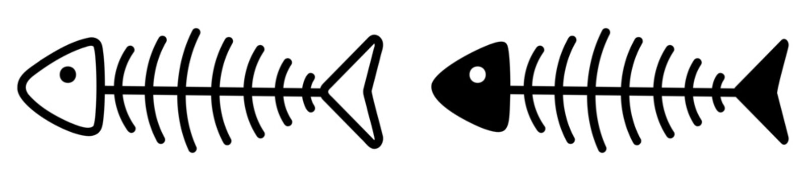 Fish bone icons. Vector illustration isolated on white background