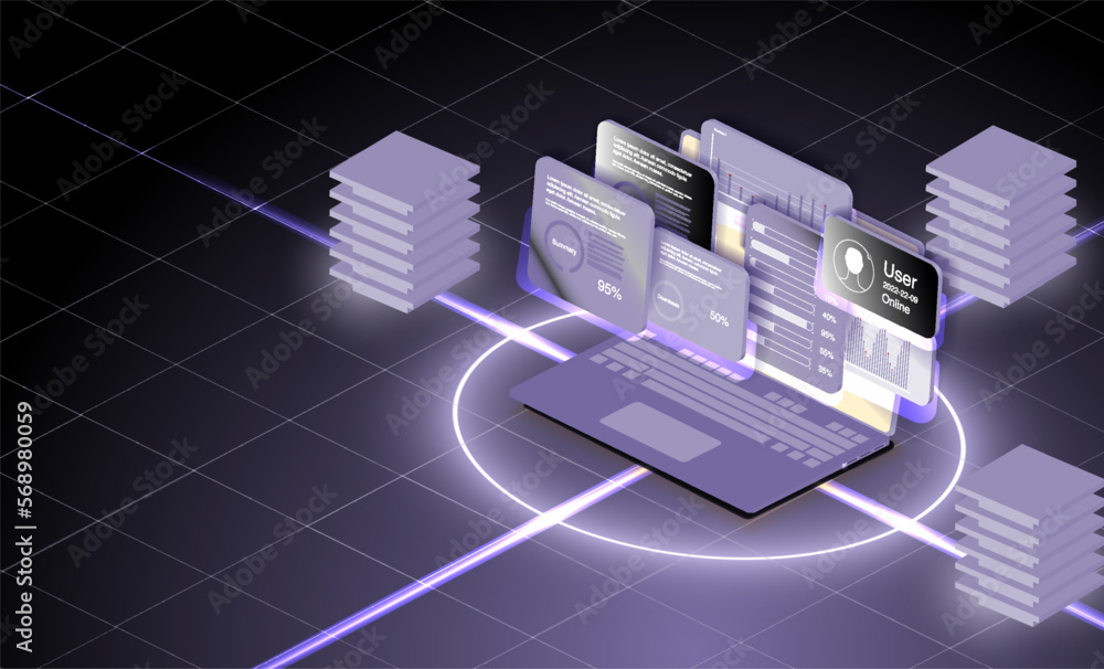 Poster software development. abstract vector in futuristic polygonal style with wireframe. concept illustra