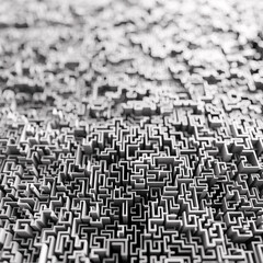 Infinite maze mega city: technology and development concepts, original 3d rendering