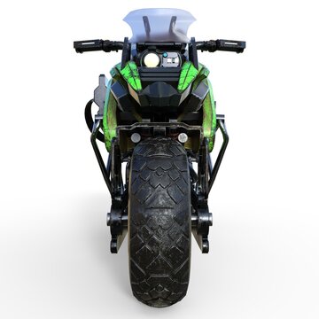 3d-illustration of a futuristic scifi cyberpunk bike