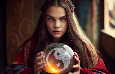A fortune teller woman. Generative AI.1 4