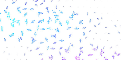 Light Pink, Blue vector pattern with feminism elements.