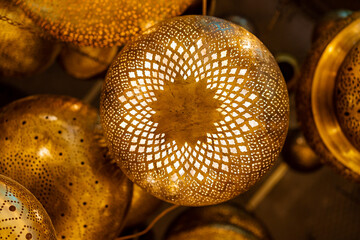 Moroccan lantern and lamp in the market at Marrakech