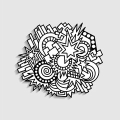 outline black and white drawing for coloring in different colors. anti-stress coloring page with arbitrary elements