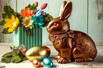 Osterhase mit Osterdekoration, ki generated