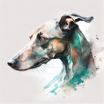 illustration of grey hound dog